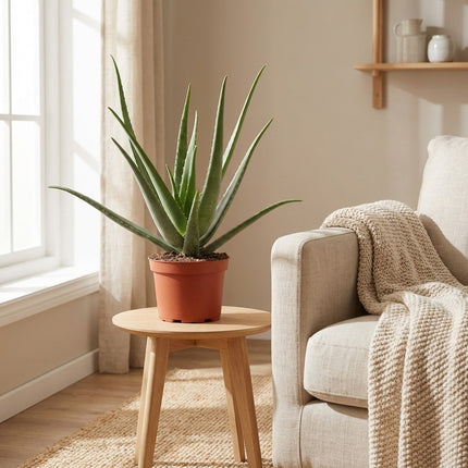 Aloe Vera - Ø19cm - ↕70cm – gestyled in woonkamer interieur