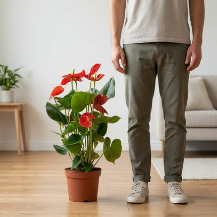 Anthurium Red - Ø17cm - ↕55cm – formaat indicatie 55cm