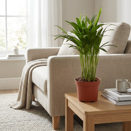 Areca Dypsis - Ø12cm - ↕35cm – gestyled in woonkamer interieur