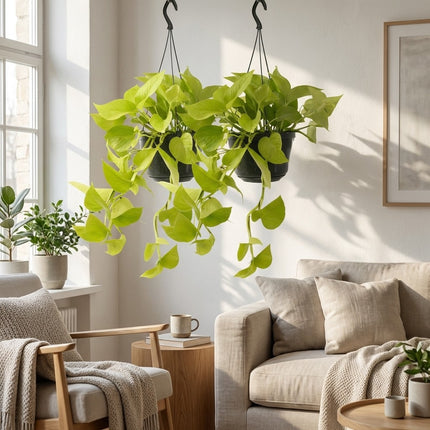 Epipremnum Golden Pothos - 2 stuks - Ø15cm - ↕25cm – gestyled in woonkamer interieur