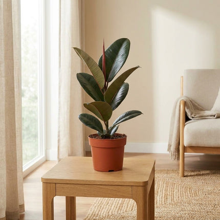Ficus Elastica Robusta - Ø12cm - ↕35cm in een sfeervol interieur