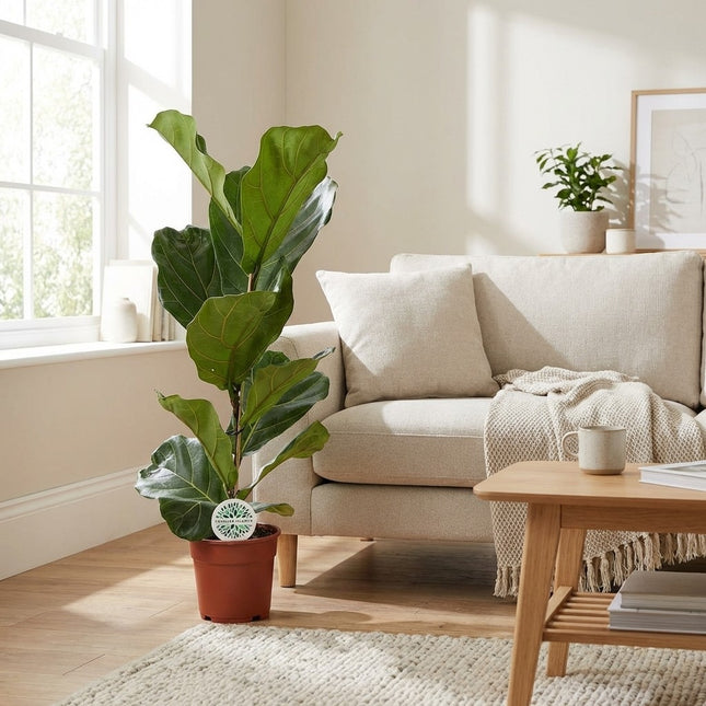 Ficus Lyrata - Ø17cm - ↕60cm – gestyled in woonkamer interieur