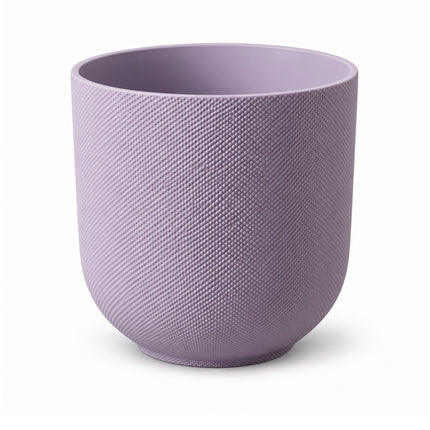 Lila ELHO Jazz Round sierpot met fijne structuur, diameter 23 cm, leeg op een witte achtergrond.