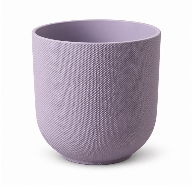 Lila ELHO Jazz Round sierpot met fijne structuur, diameter 23 cm, leeg op een witte achtergrond.
