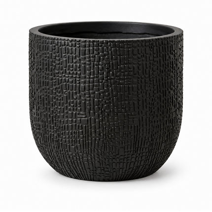 Antracietkleurige Capi Nature Skin bolpot met blokjesstructuur, diameter 24 cm, leeg op een witte achtergrond.