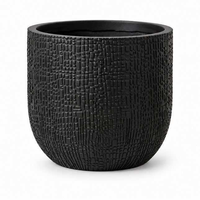 Antracietkleurige Capi Nature Skin bolpot met blokjesstructuur, diameter 24 cm, leeg op een witte achtergrond.