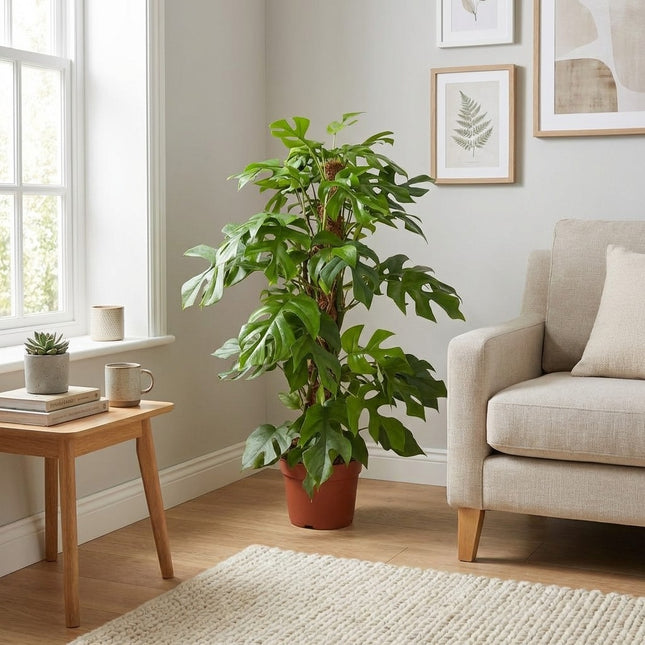Monstera Minima - Ø19cm - ↕80cm – gestyled in woonkamer interieur