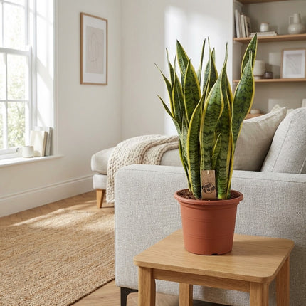 Sansevieria Trifasciata Laurentii - Ø25cm - ↕85cm – gestyled in woonkamer interieur