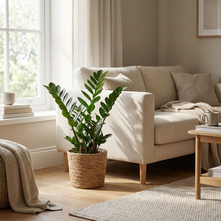 Zamioculcas Zamiifolia - Ø17cm - ↕70cm – gestyled in woonkamer interieur