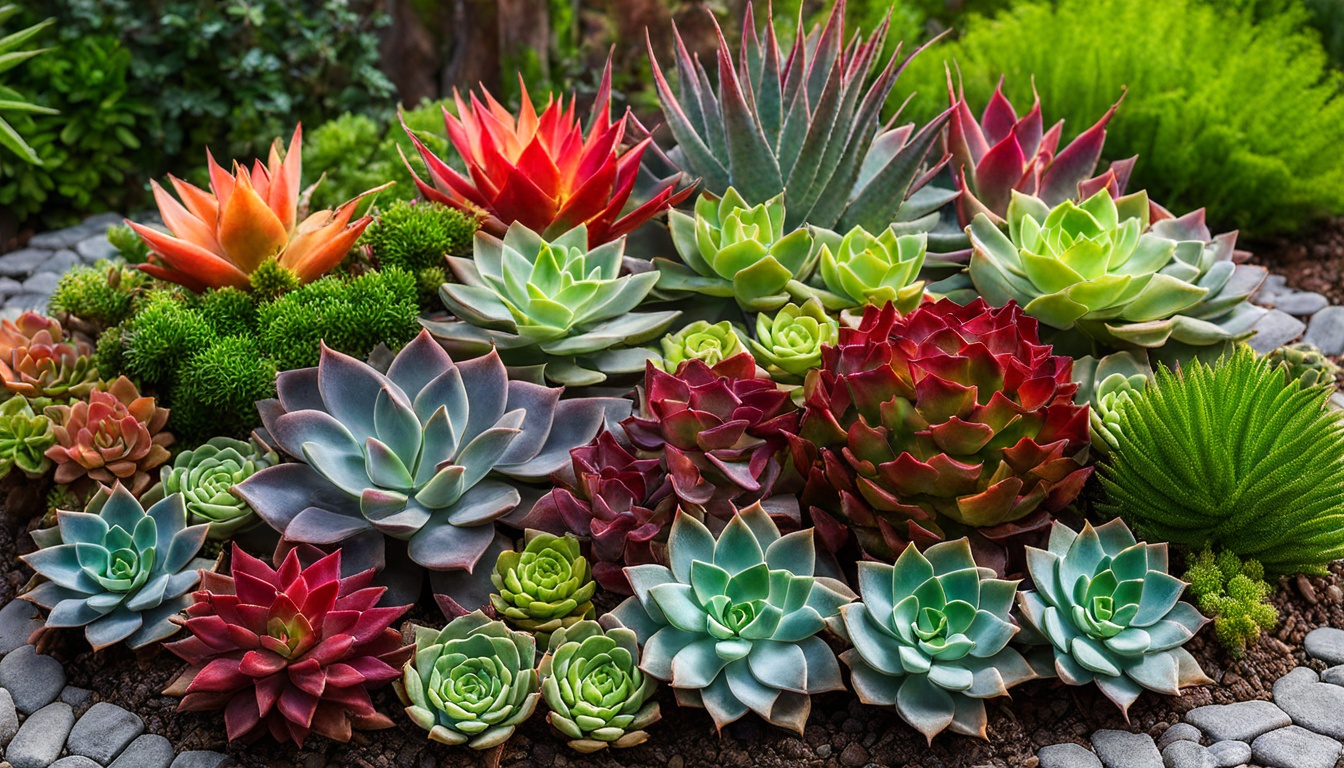 vetplanten met bloemen